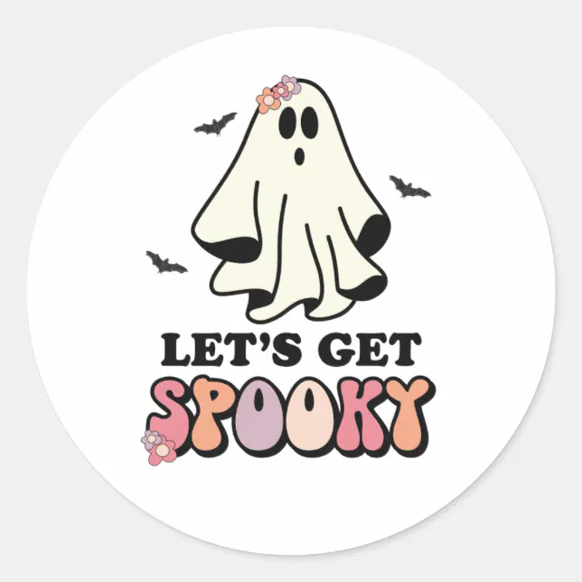 groovy Ghost retro Halloween Birthday Classic Round Sticker | Zazzle