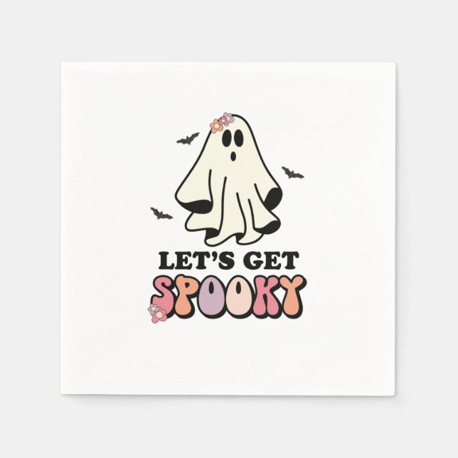 groovy Ghost retro Halloween Birthday Napkins (Front)