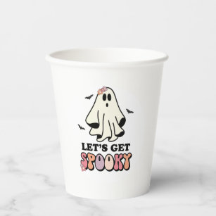 groovy Ghost retro Halloween Birthday Paper Cups