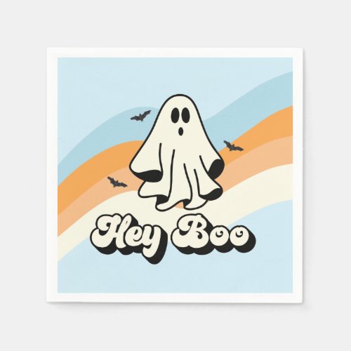 groovy Ghost retro Halloween Hey Boo Spooky Napkins