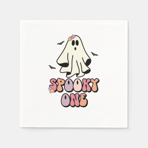 groovy Ghost retro Halloween Spooky One Birthday N Napkins