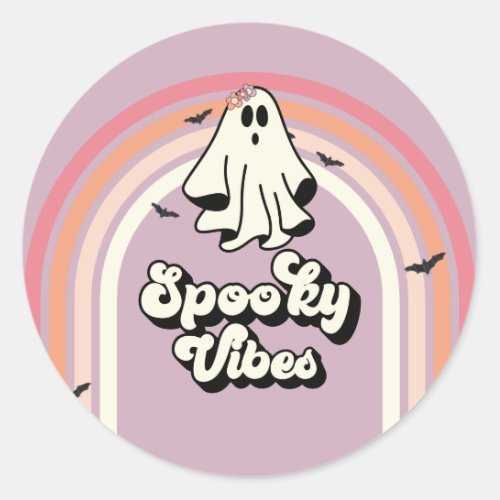 groovy Ghost retro Halloween Spooky Vibes Birthday Classic Round Sticker