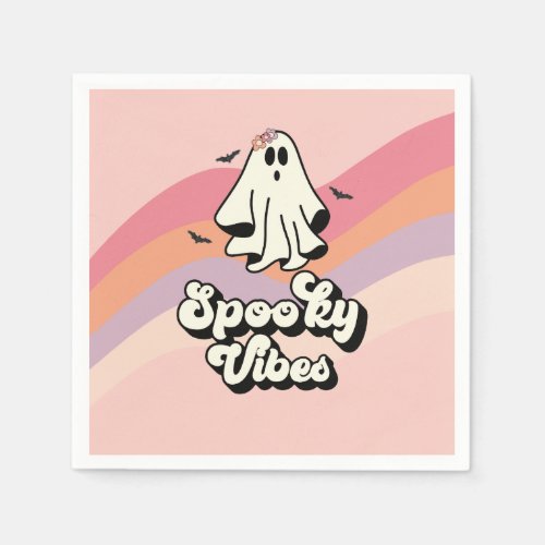groovy Ghost retro Halloween Spooky Vibes Birthday Napkins