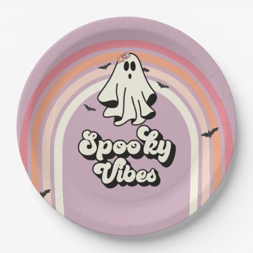 groovy Ghost retro Halloween Spooky Vibes Birthday Paper Plates