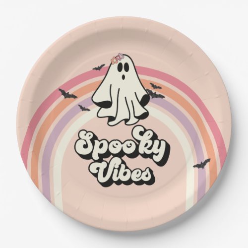 groovy Ghost retro Halloween Spooky Vibes Birthday Paper Plates