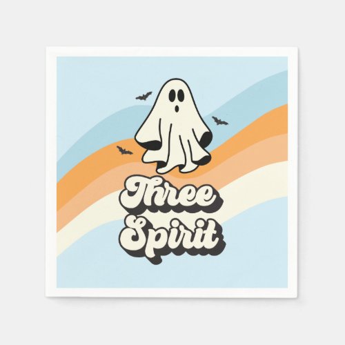 groovy Ghost retro Halloween Three Spirit Napkins