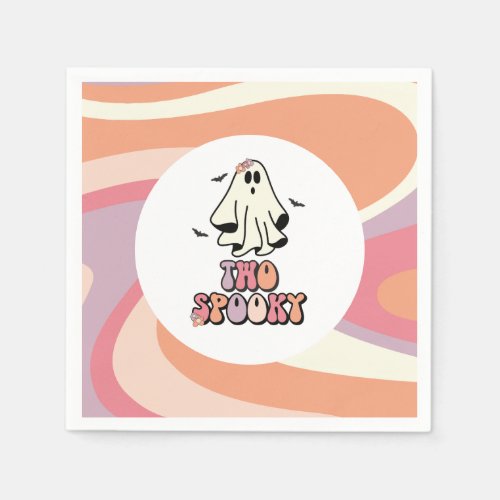 groovy Ghost retro Halloween Two Spooky Birthday Napkins