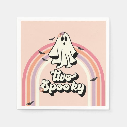 groovy Ghost retro Halloween Two Spooky Birthday Napkins