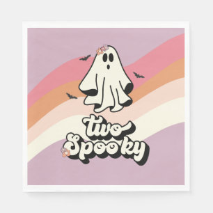 groovy Ghost retro Halloween Two Spooky Birthday Napkins
