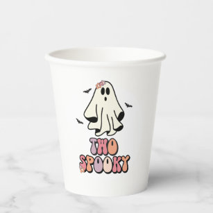 groovy Ghost retro Halloween Two Spooky Birthday Paper Cups