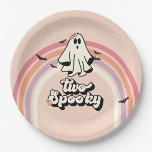 groovy Ghost retro Halloween Two Spooky Birthday Paper Plates