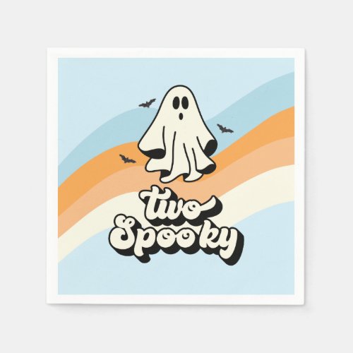 groovy Ghost retro Halloween Two Spooky blue Napkins
