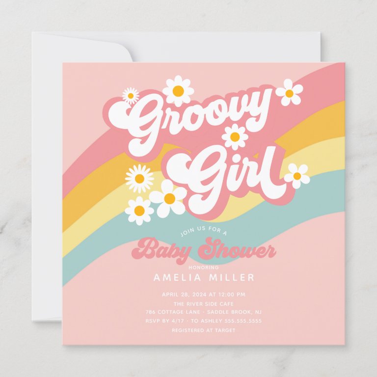 Groovy Girl Baby Shower Invitation