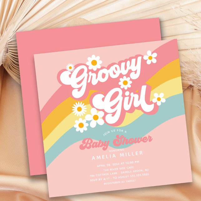 Groovy Girl Baby Shower Invitation (Creator Uploaded)