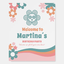 Groovy Girl Birthday Party Welcome Sign