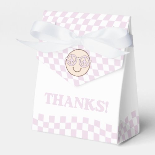 Groovy Girl Checkered Happy Face  1st Birthday Favor Boxes