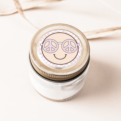 Groovy Girl Checkered Happy Face  Birthday Classic Round Sticker