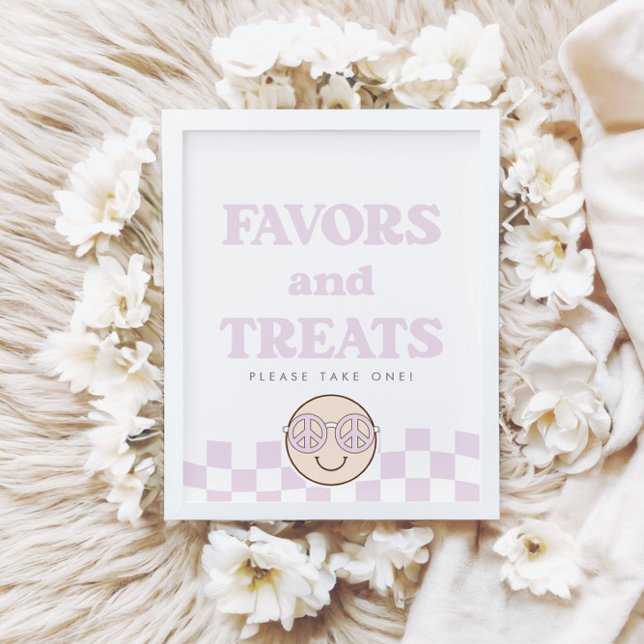 Groovy Girl Checkered Happy Face | Favor + Treats Poster (Creator Uploaded)