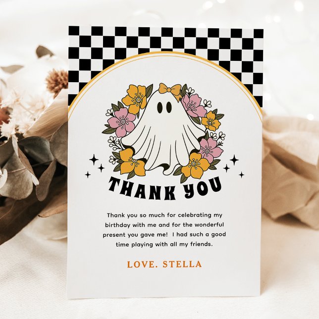 Groovy Girl Halloween Birthday Thank you Card (Creator Uploaded)