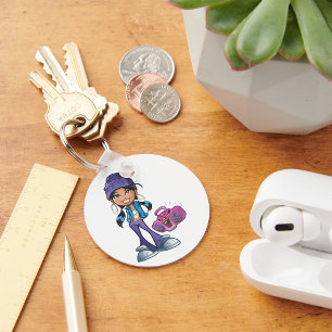 Groovy Girl With A Stereo Keychain