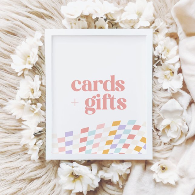 Groovy Girl's Checkered Retro Cards and Gifts Poster (Creator Uploaded)