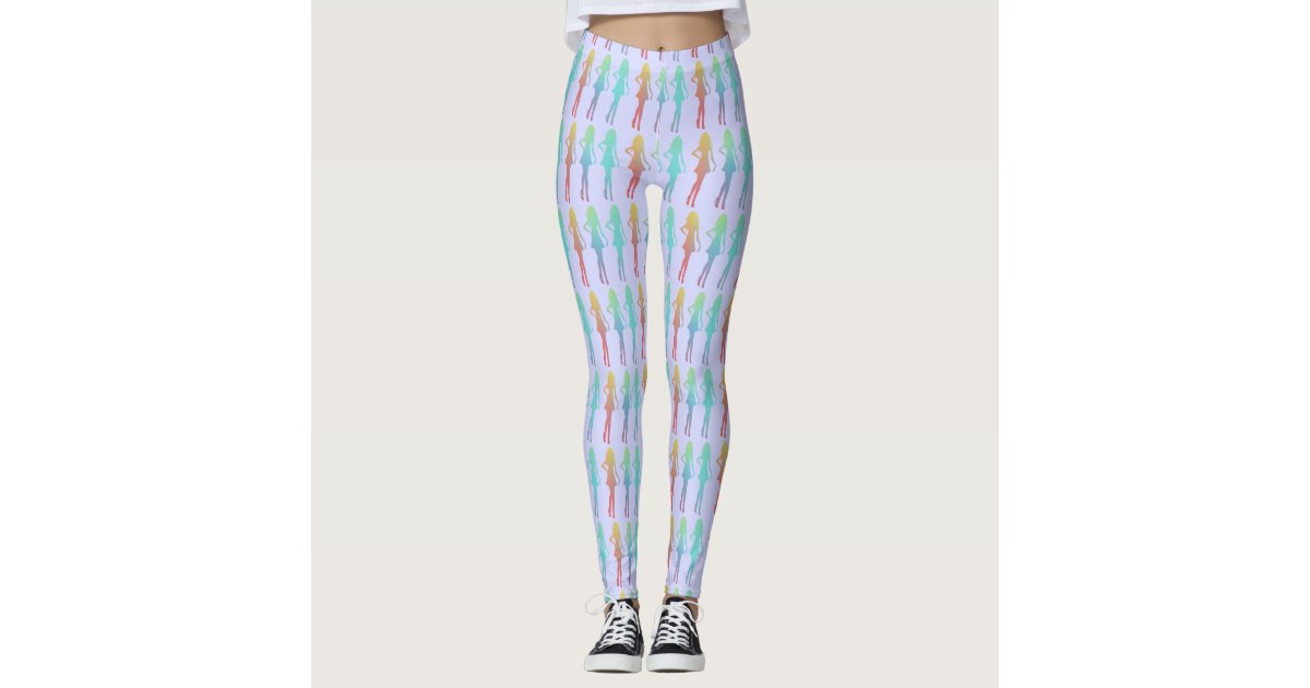 Colorful Capri Leggings for Women, Groovy Abstract Retro Green and Blue  Swirl