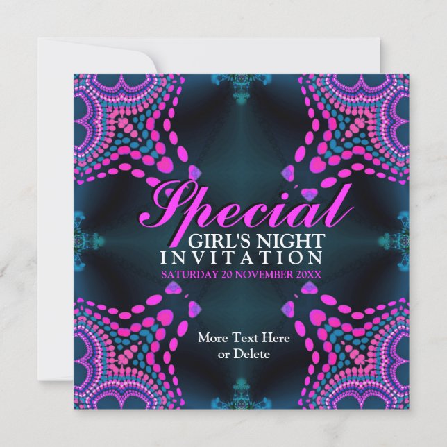 Groovy Girls Night Purple Hot Pink Party Invitatio Invitation (Front)