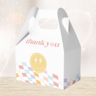 Groovy Girl's Pastel Checkered Retro Favor Boxes