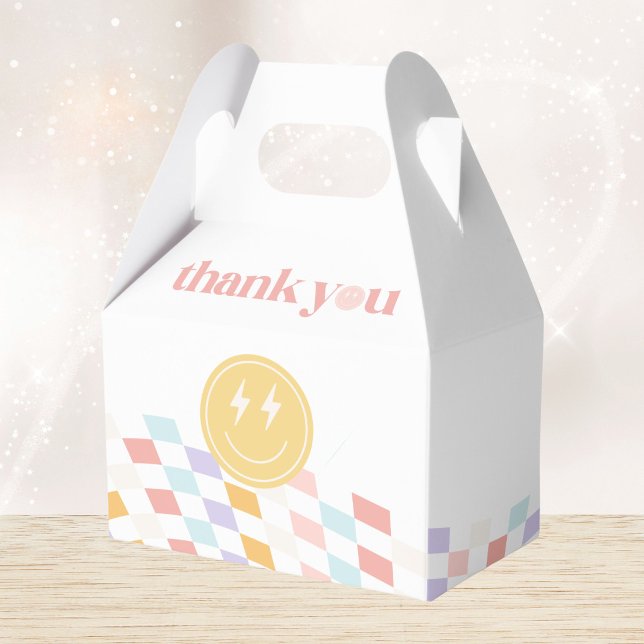 Groovy Girl's Pastel Checkered Retro Favor Boxes (Creator Uploaded)