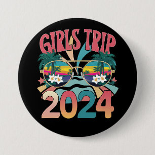 Groovy Girls Trip 2024 Weekend Summer Beach Button