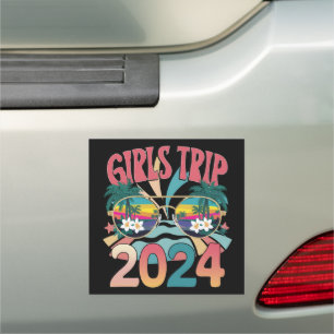 Groovy Girls Trip 2024 Weekend Summer Beach Car Magnet