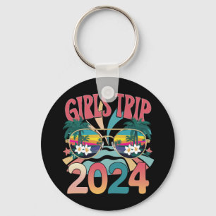 Groovy Girls Trip 2024 Weekend Summer Beach Keychain