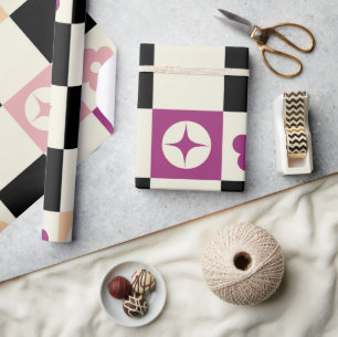 Groovy Girly Psychedelic Checkerboard, Y2K Wrappin Wrapping Paper