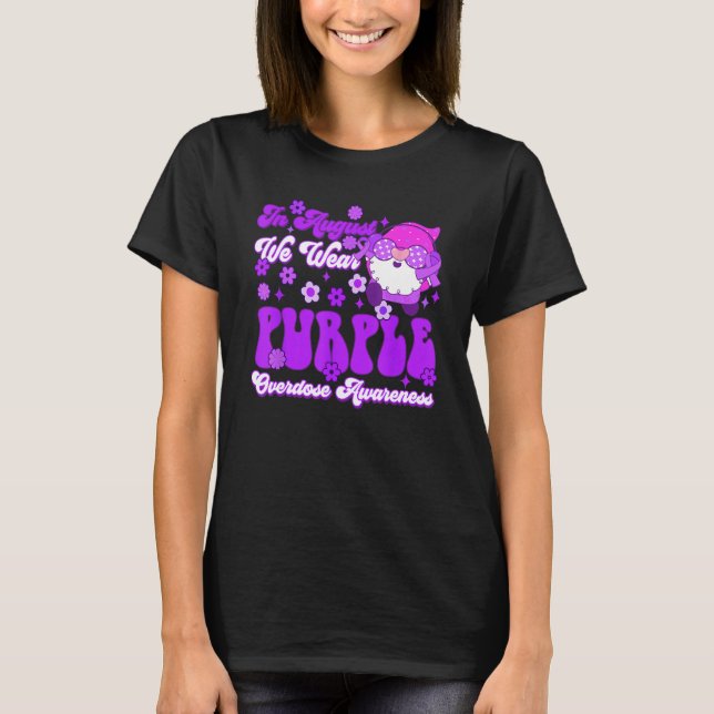 Groovy Gnomes In August We Wear Purple Overdose Aw T-Shirt (Front)