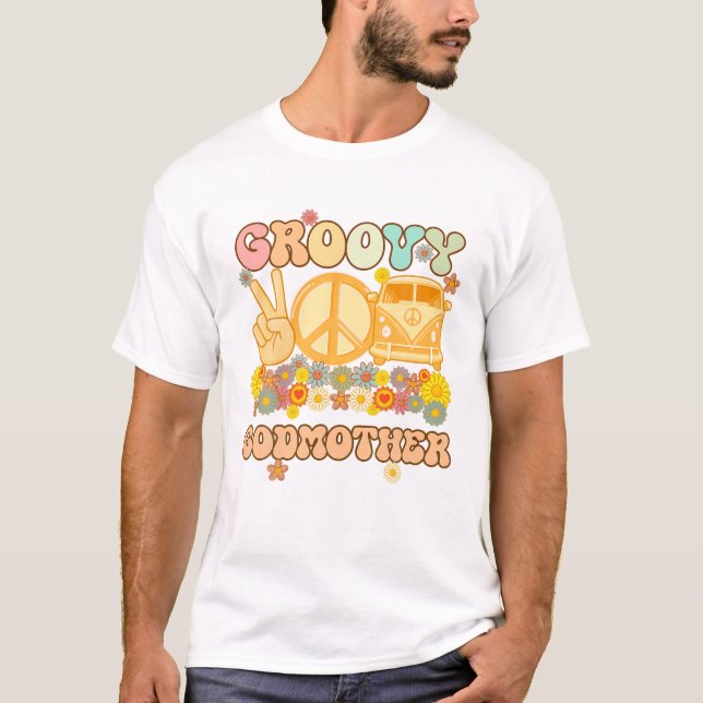 Groovy Godmother Retro Matching Family Baby Shower T-Shirt (Front)