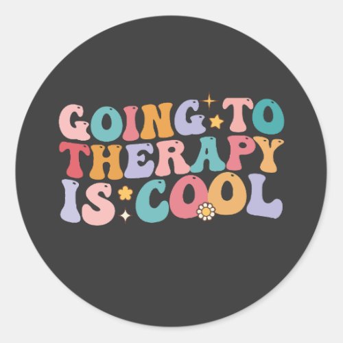 Groovy Going To Therapy Is Good Retro Classic Round Sticker