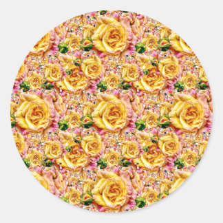 Groovy Golden Rose Opulence: Classic Round Sticker