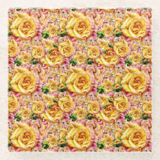 Groovy Golden Rose Opulence: Glass Coaster