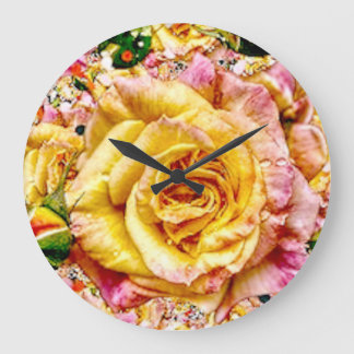 Groovy Golden Rose Opulence: Large Clock