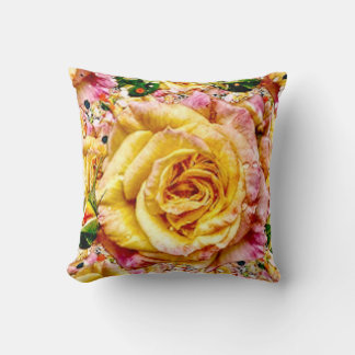 Groovy Golden Rose Opulence: Throw Pillow