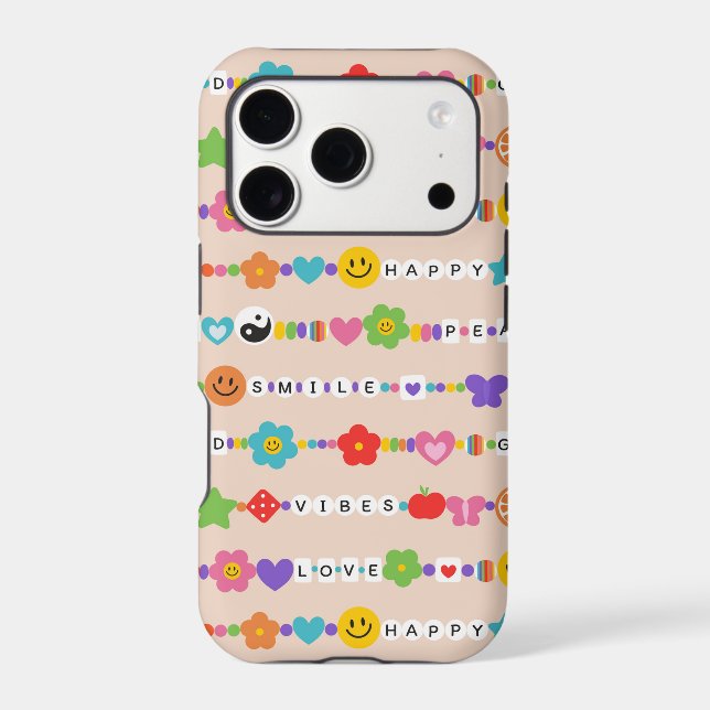 Groovy Good Vibes Love Smile Retro Beads Case-Mate iPhone Case (Back)