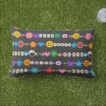 Groovy Good Vibes Love Smile Retro Beads Lumbar Pillow<br><div class="desc">Groovy Good Vibes Love Smile Retro Beads Outdoor Throw Pillows Cushions features a variety of friendship beads with text such as love, peace, happy, smile, good vibes and accented with flowers, butterflies, hearts, stars, yin and yang signs in bright colors. Perfect home and patio decor and gifts for Christmas, birthday,...</div>