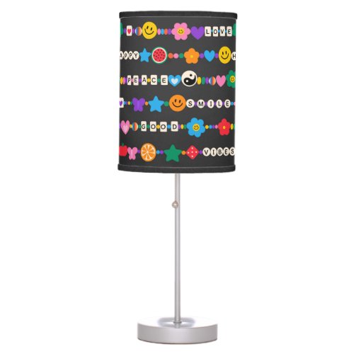 Groovy Good Vibes Love Smile Retro Beads Table Lamp
