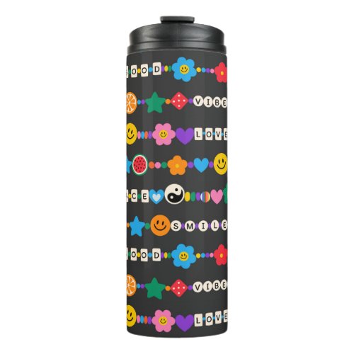 Groovy Good Vibes Love Smile Retro Beads Thermal Tumbler