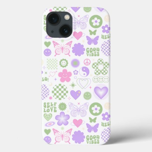 Groovy Good Vibes Y2K Butterfly Modern Girl iPhone 13 Case