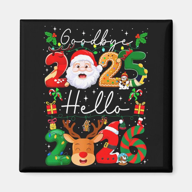 Groovy Goodbye 2025 Hello 2026 Happy New Years Eve Magnet (Front)