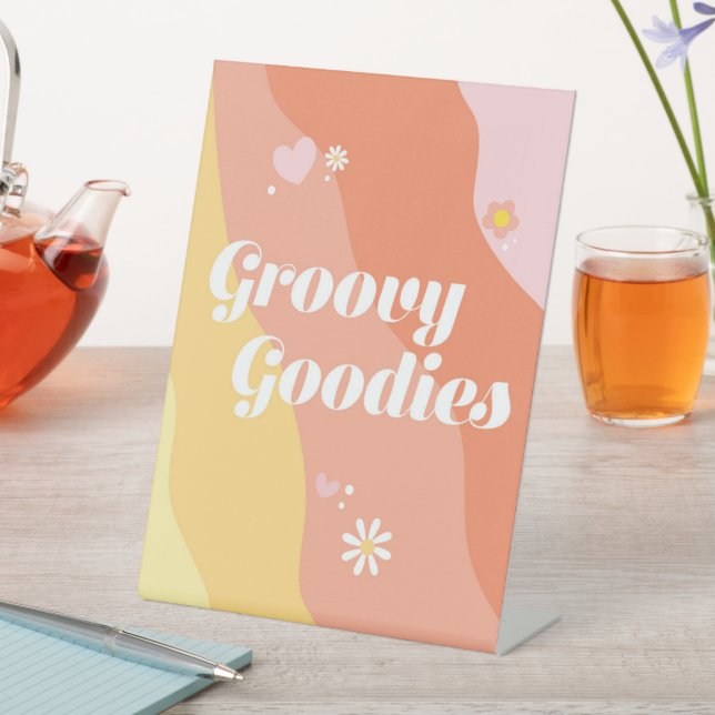 Groovy Goodies Party Table top Sign Birthday (In SItu)