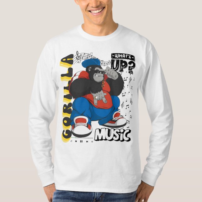 Groovy Gorilla: Hip-Hop Vibes in the Urban Jungle T-Shirt (Front)