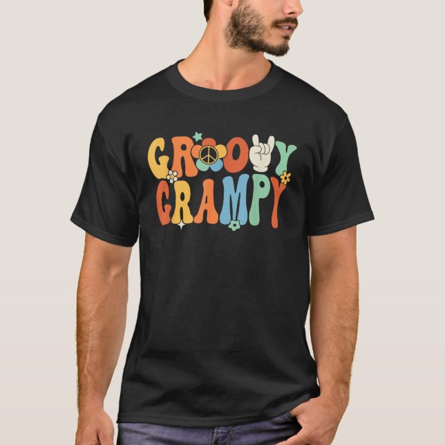 Groovy Grampy Retro Grandpa Matching Family 1st Bi T-Shirt (Front)