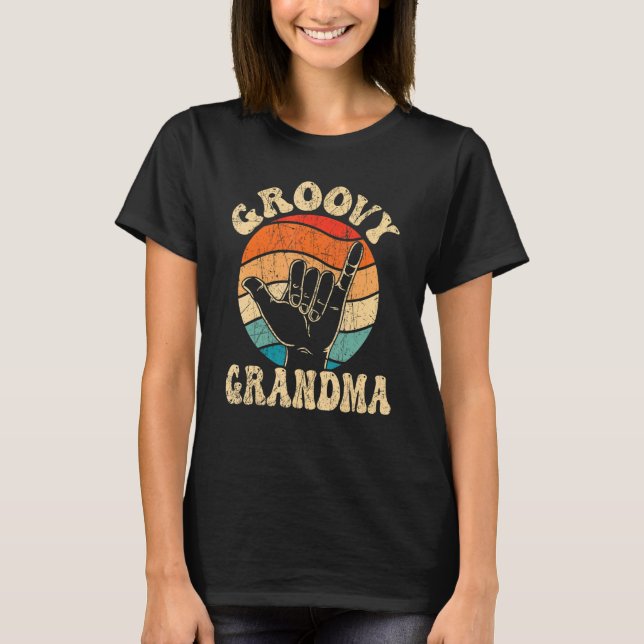 Groovy Grandma 70s Aesthetic Nostalgia 1970's Retr T-Shirt (Front)